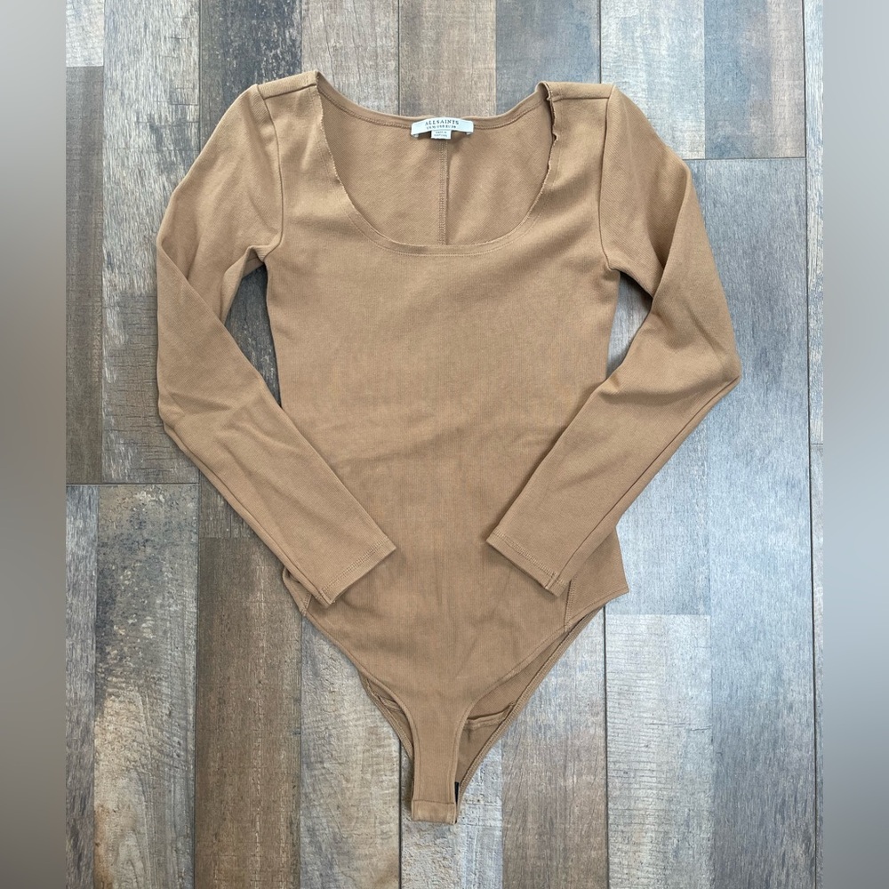 All Saints Camel Long Sleeve Bodysuit